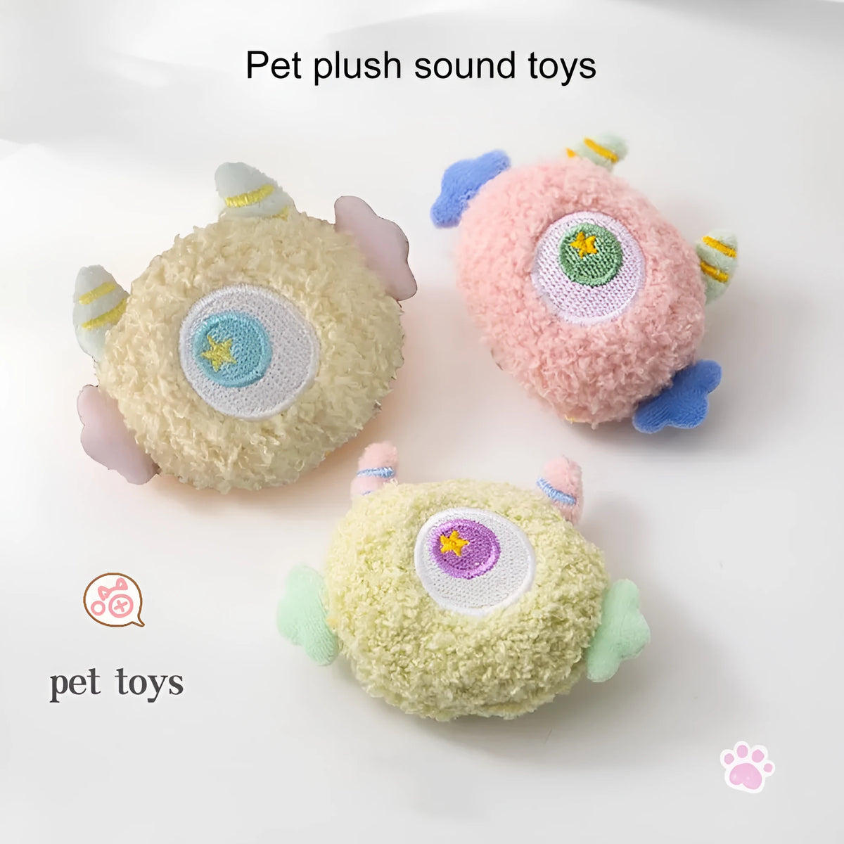 Sounding dog toy cartoon shape plush chew toy with squeaker, 8.5cm, in grey green pink white or yellow