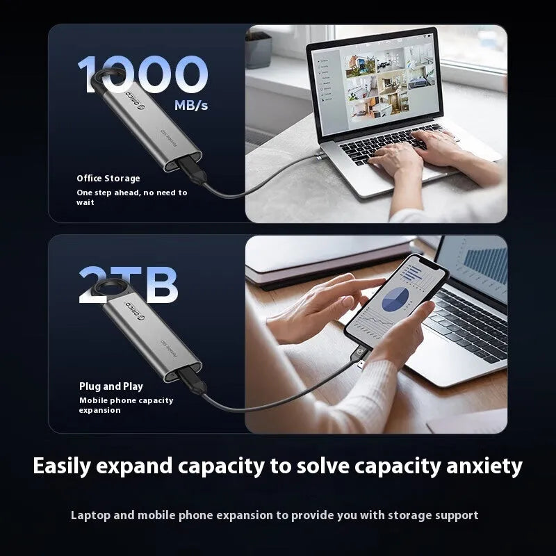 ORICO-C10 gray alloy plastic fastened ring Type-C USB 32 mobile SSD with compact rectangular design