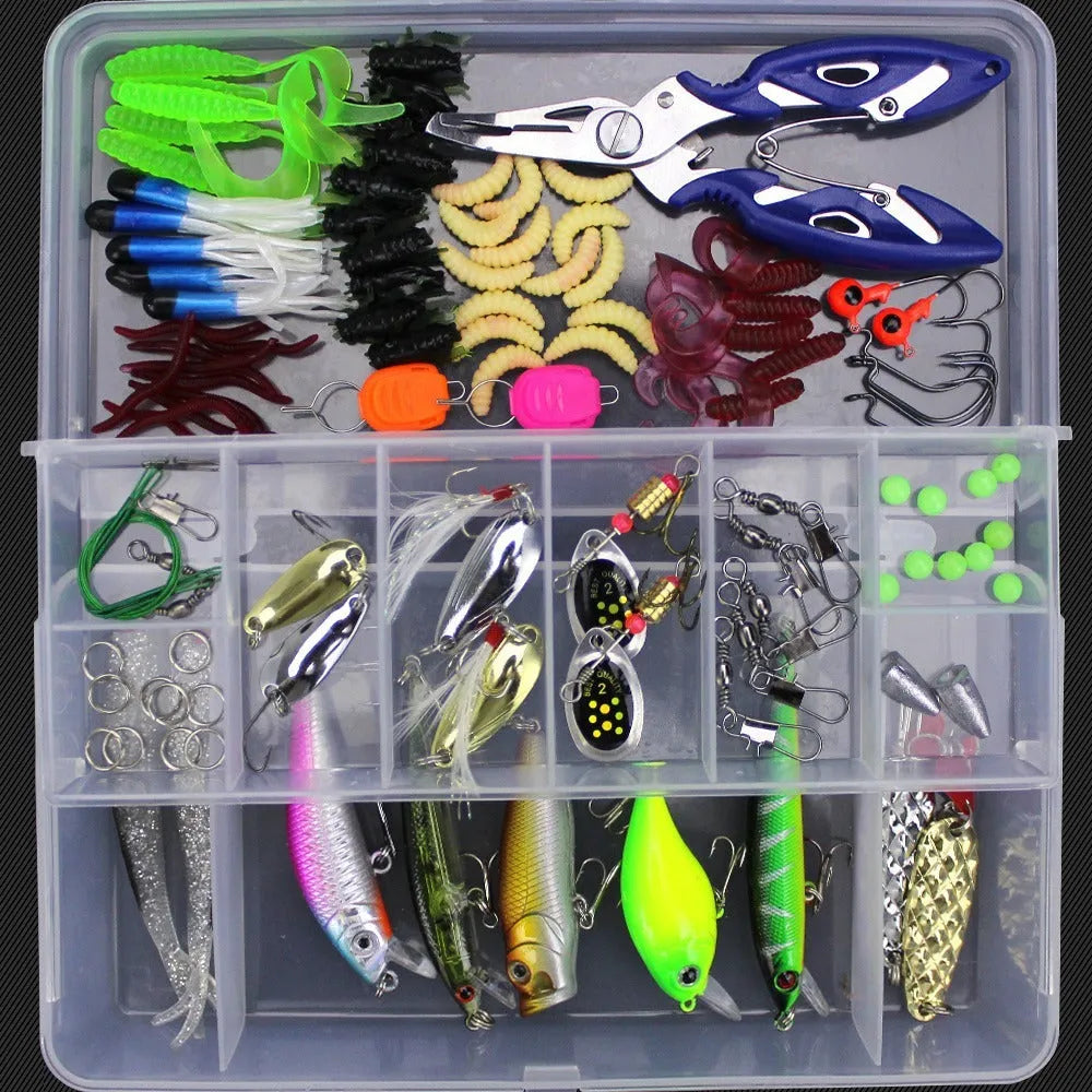 Junior fishing lure suit multi-pack with soft plastic baits in PP storage box, available in multiple piece counts