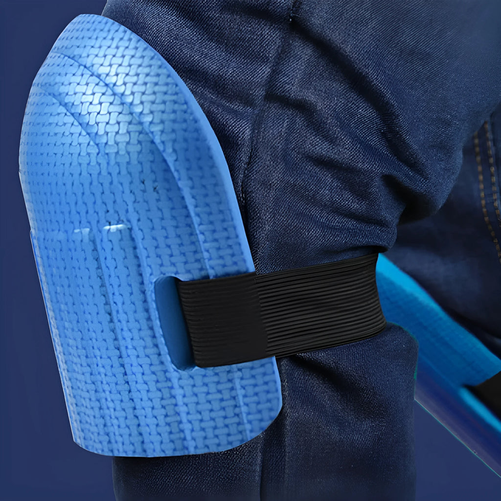 A pair of EVA foam knee pads in various colours, suitable for construction and DIY kneeling tasks.