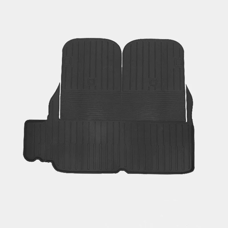 Tailored waterproof rubber car mats and boot liner for a Tesla Model X interior.