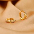 Geometric-shaped women's earrings made of woven hemp rope on a copper base with gold or silver tone finish