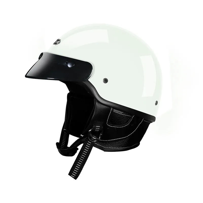 Retro motorcycle helmet in ABS thermoplastic with multiple colour options