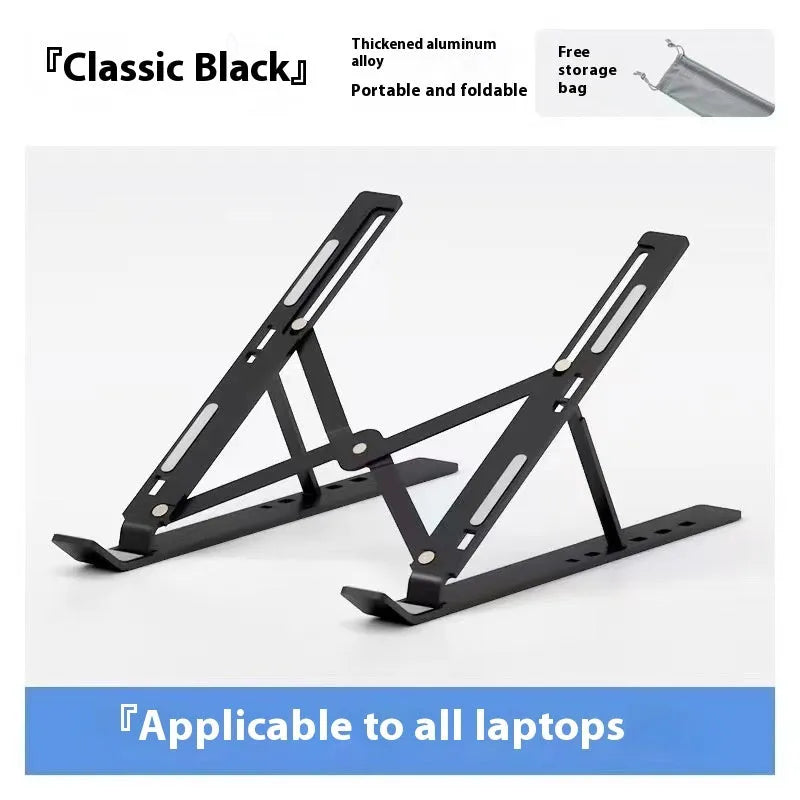 Three-fork aluminium alloy laptop stand in silver with adjustable lifting design for heat dissipation