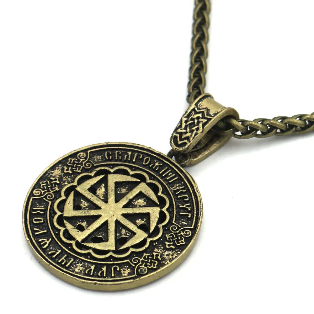 Lunavin ODing logo pendant necklace on an adjustable snake bone chain in antique silver