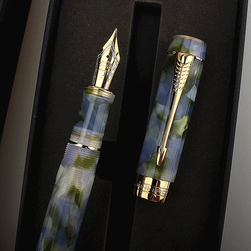 Deep Bath Green metal ballpoint pen showing three tip size options