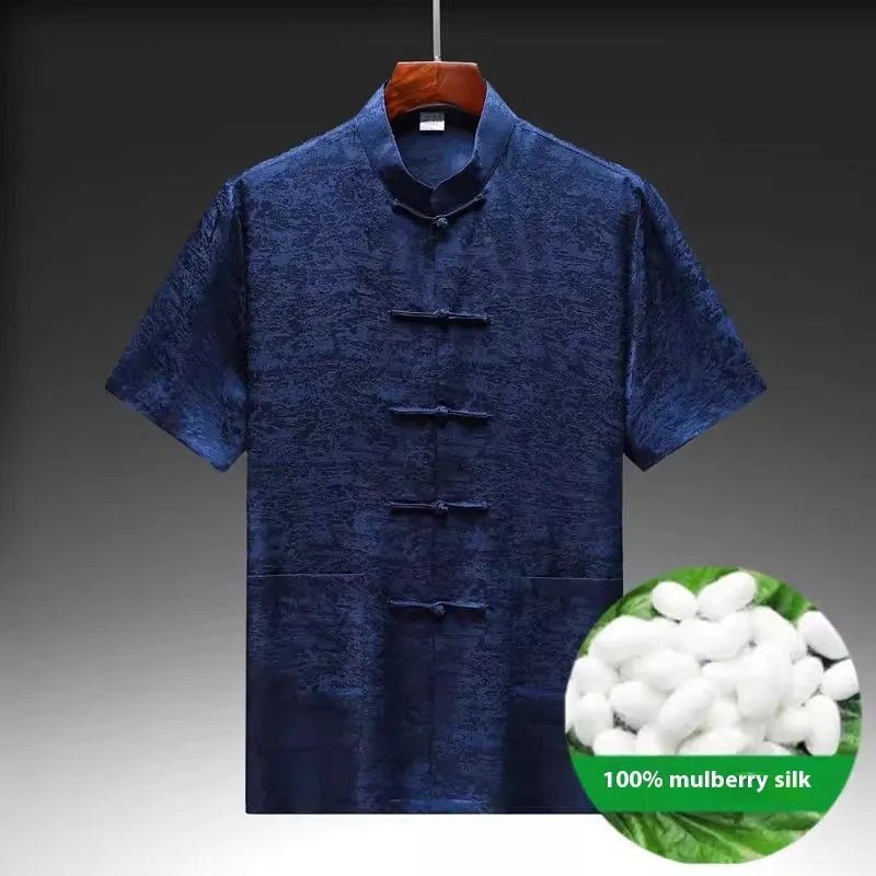 Mulberry silk Chinese Tang suit set in light green colour with traditional jacket and trousers