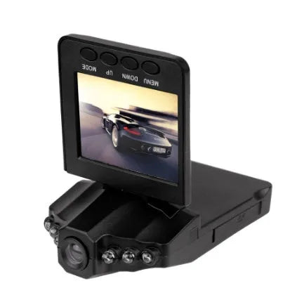 H198 model car dashboard camera with six infrared lights around the lens on a 2.4-inch screen.