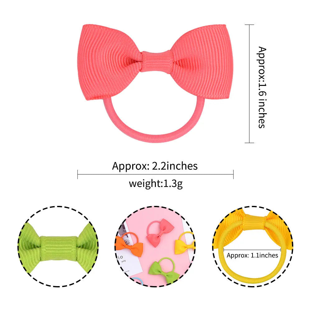 80 piece set of tiny 2 inch grosgrain ribbon baby hair bows with matching elastic bands in multiple colours