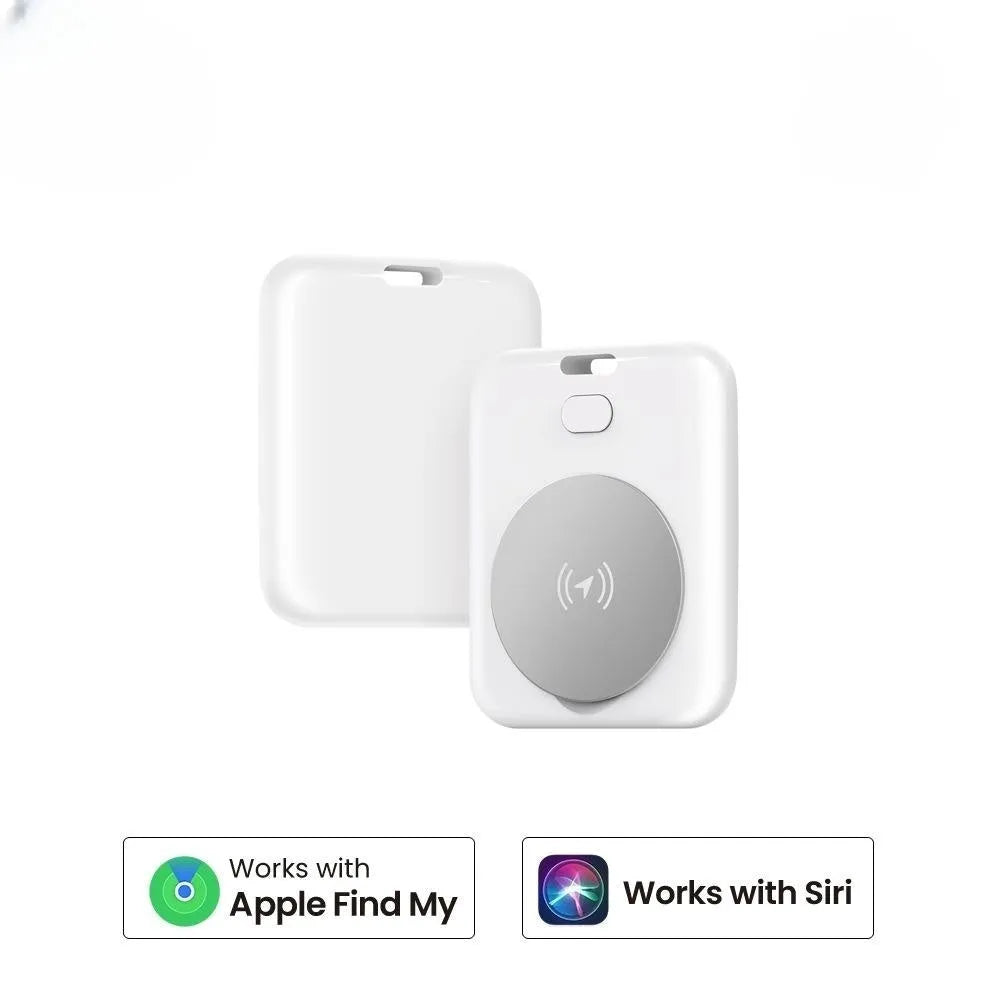 White ABS plastic pet tracking device for Apple users with portable wearing design