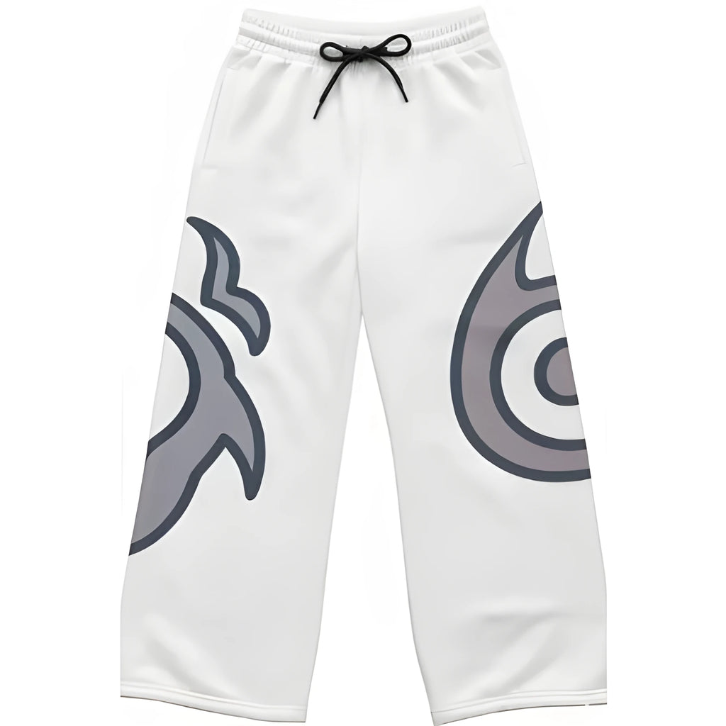Grey wide leg sports pants with printed 3D pattern, polyester bootcut trousers in sizes S to 5XL