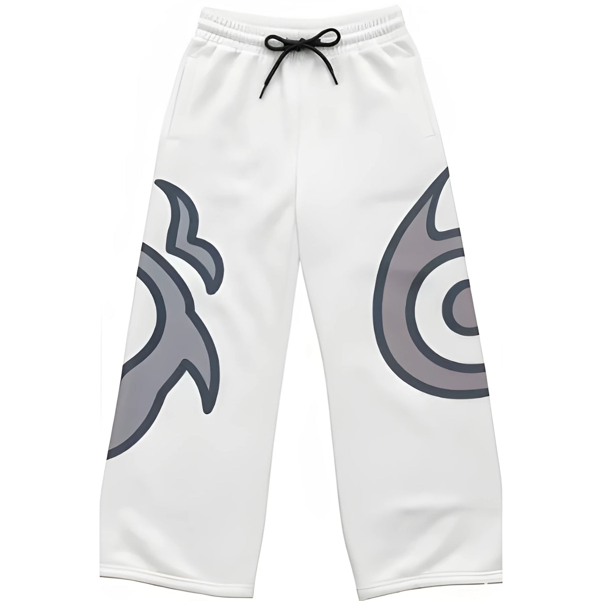 Grey wide leg sports pants with printed 3D pattern, polyester bootcut trousers in sizes S to 5XL