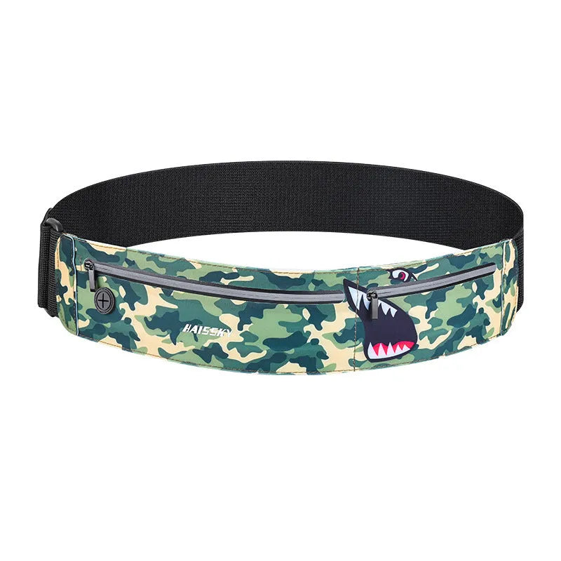 Waterproof 8-inch waist bag in camouflage crocodile colour with chinlon Lycra material