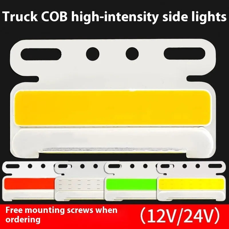Waterproof aluminium alloy truck side light with COB LED for ground illumination, shown in multiple colour options.