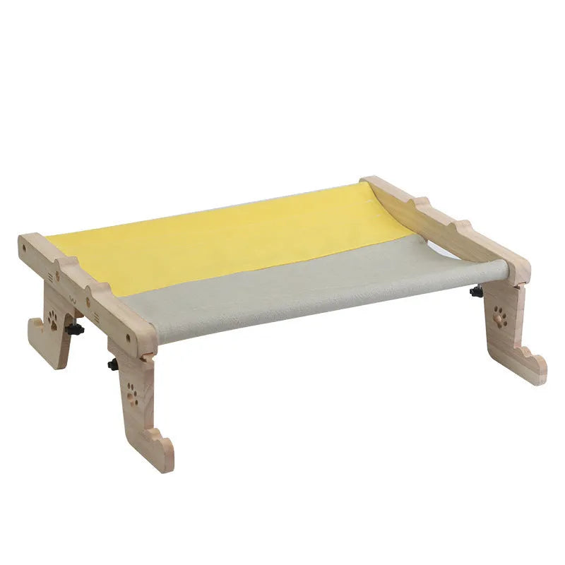 Wooden cat hanging bed hammock for balcony or window installation in one of seven style options