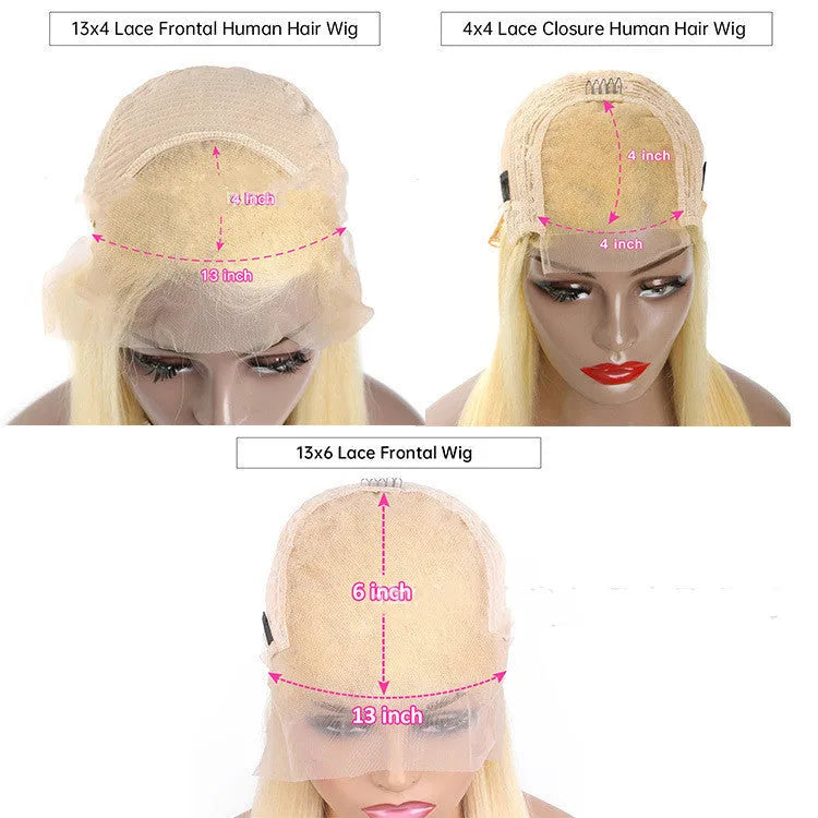 Piano color highlight P1bGrey straight human hair wig on a stand, showing natural texture and lace base