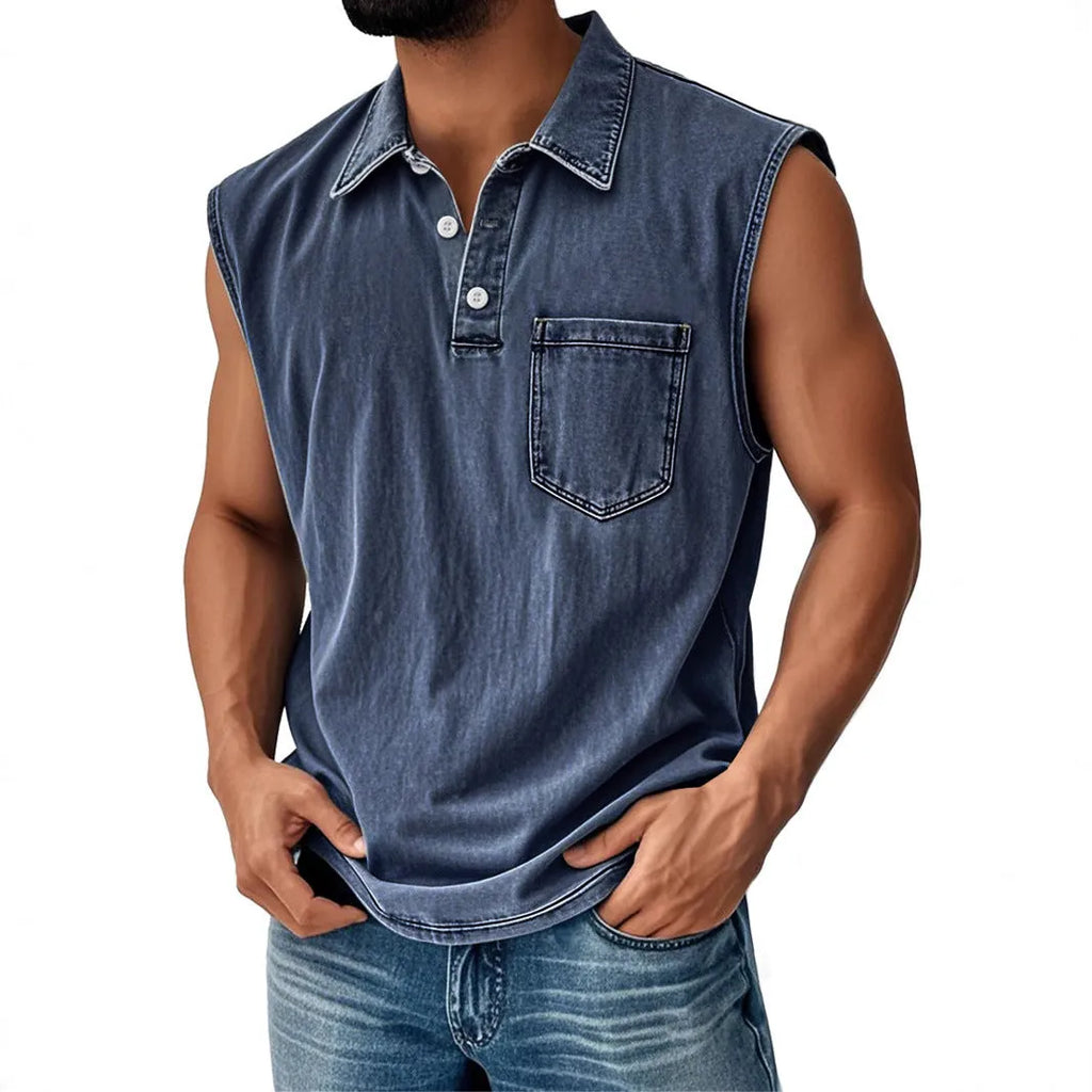 Men's polo shirt with 3D digital printing design, button front, and short sleeves in loose fit
