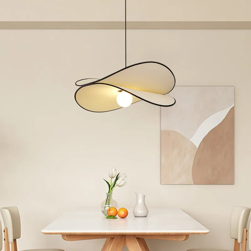 French style artistic chandelier pendant light with fabric potato chip shade in modern simplicity design