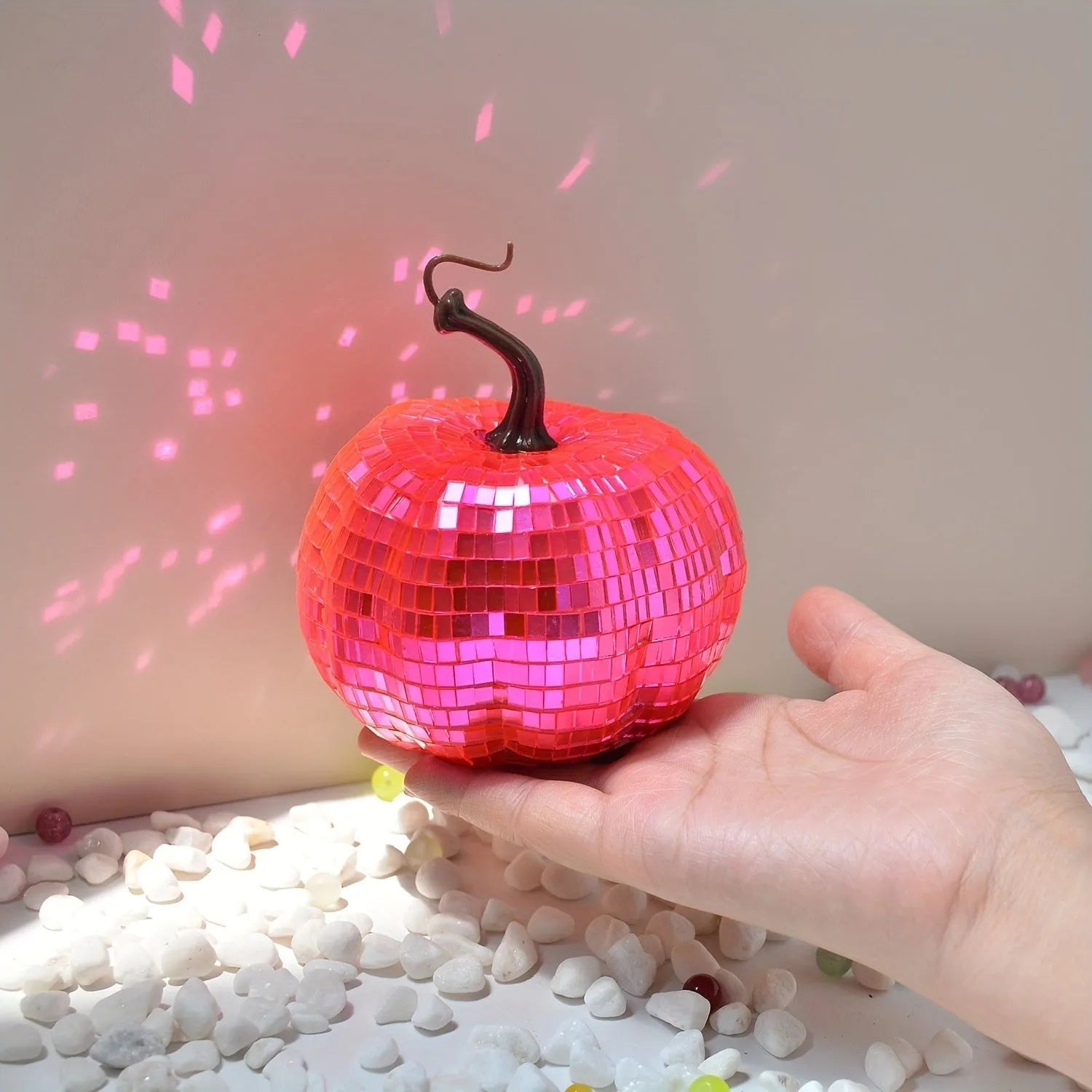 Glass pumpkin Halloween decoration with Chinese-style design and mirror finish
