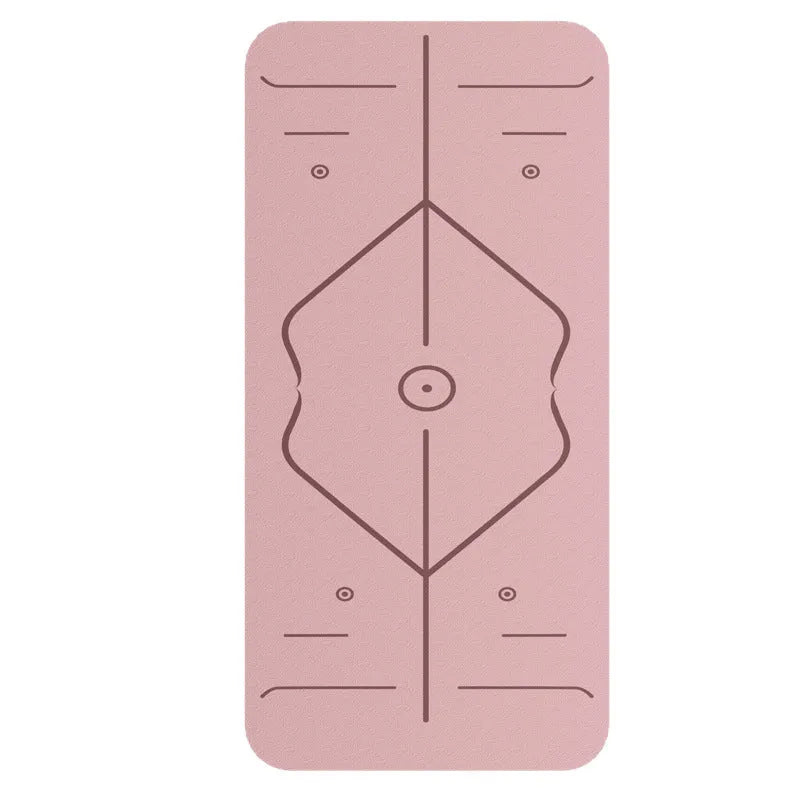 TPE anti-skid striped yoga mat 183x60cm 6mm thick in pink colour for home fitness