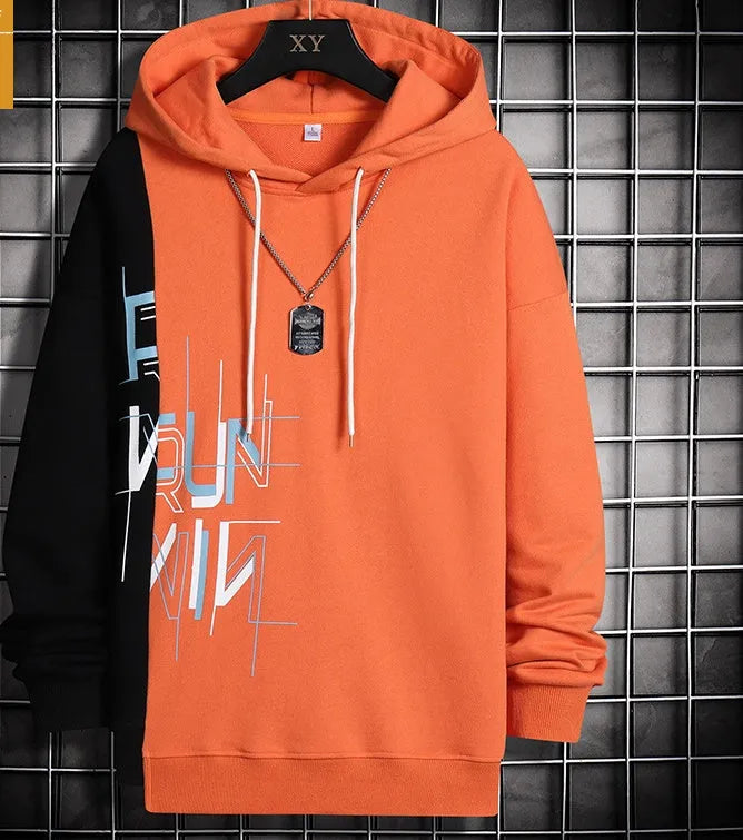 Hip hop alphabet Korean hoodie for men polyester pullover long sleeve round neck casual