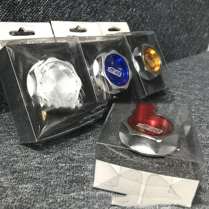 Aluminium alloy oil filter cap for Honda cars in red, blue, silver, black, purple, and gold colour options.