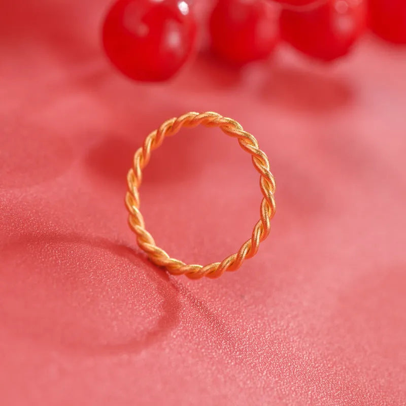 Brass gold plated simple bracelet ring shown in glossy, matte, and twist styles.