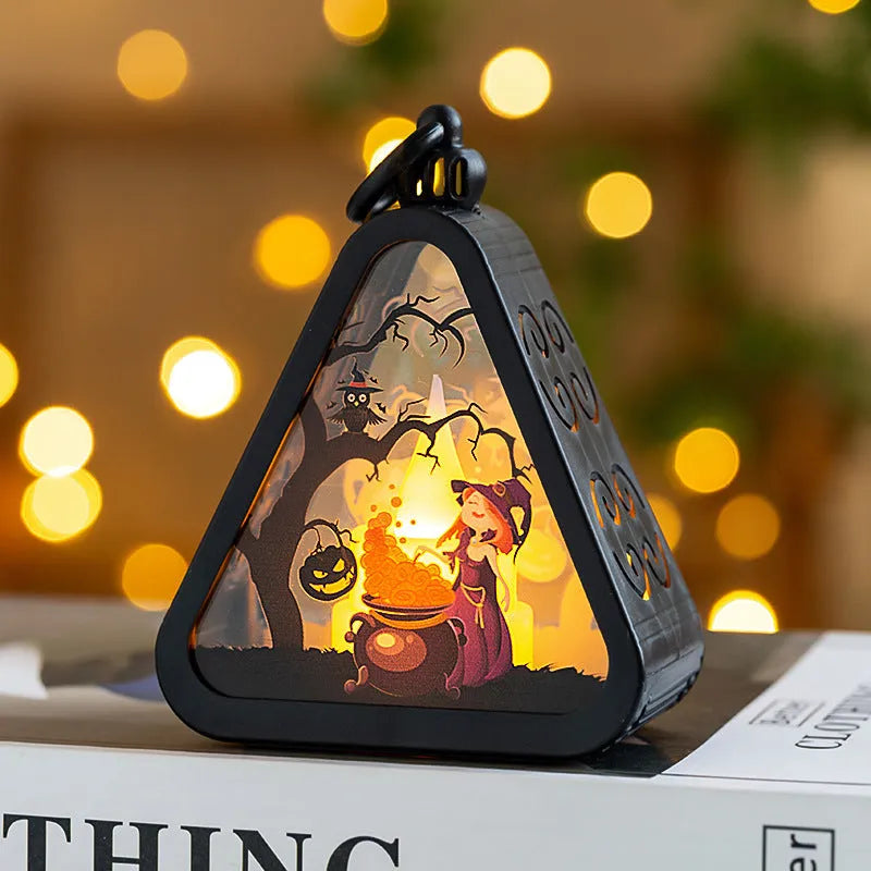 Portable Halloween pumpkin lamp decoration in a choice of four colour designs.