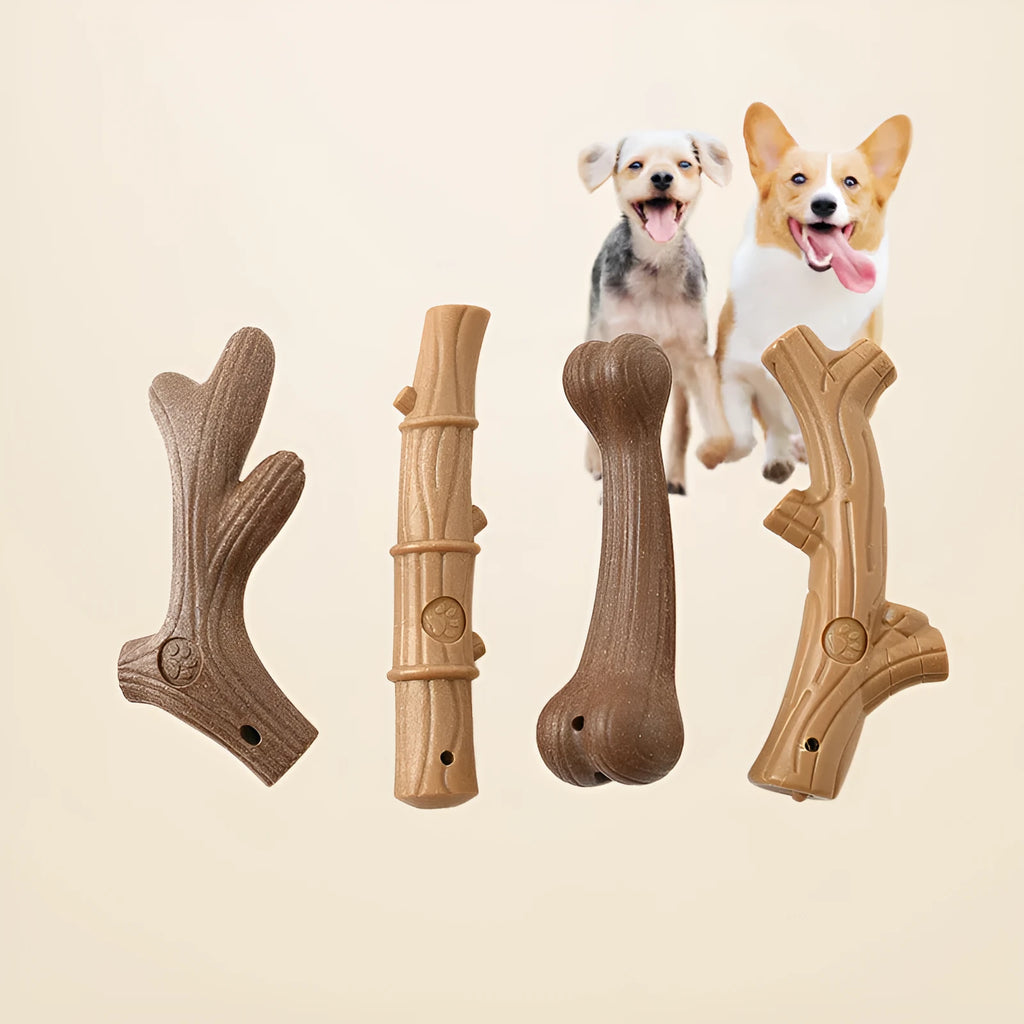 Bite-resistant dog chew toy in deer antler style with molar cleaning bumps, food-grade TPR, for small dogs