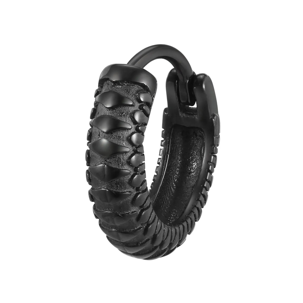 Stainless steel snake pattern hip hop ear ring in black and gold colour options.