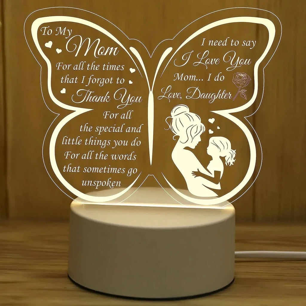 White heart shaped USB table lamp with touch control and love message display