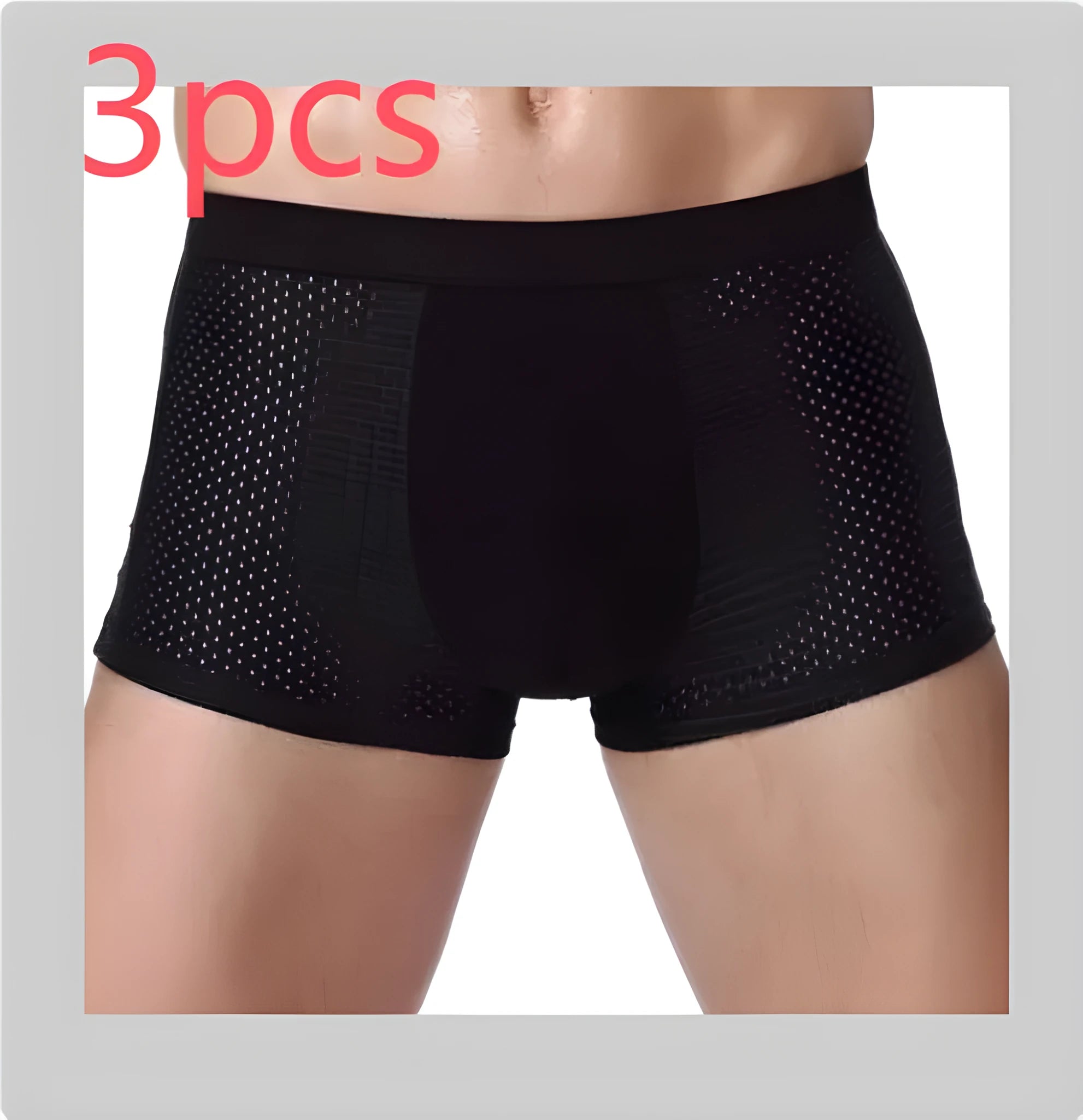 Men's ice silk modal boxer briefs with U convex design in black colour