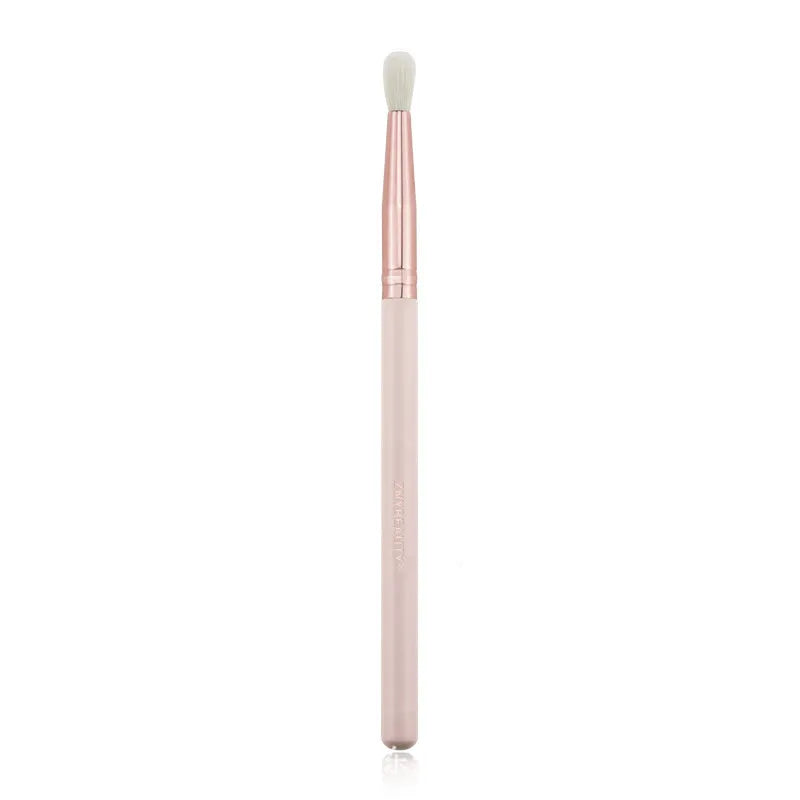 26 pink-handled makeup brushes with wool bristles in a PU travel case