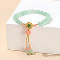 Green natural crystal and freshwater pearl bracelet on elastic cord for women