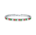 Square diamond geometric zircon bracelet with electroplated real platinum finish, showing gang drill detail.