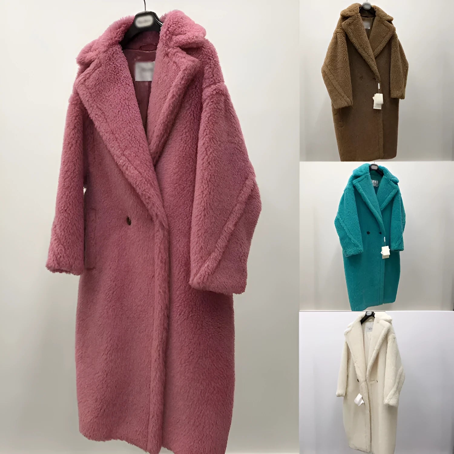 Women's Wool Coat Long Pink Wool Alpaca Fleecefiber Fur Coat Urban Style Temperament Commute Medium Length Coat Conventional Sleeve Long Sleeve XS S M Sizes