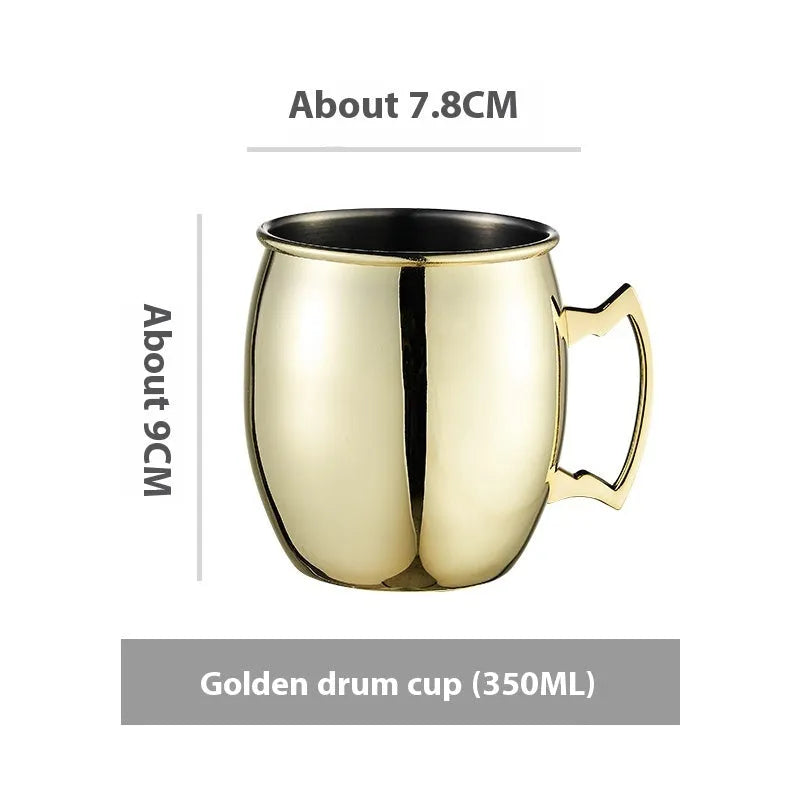 Stainless steel Moscow Mule cup with copper-plated finish in silver, gold, rose gold or black colour options
