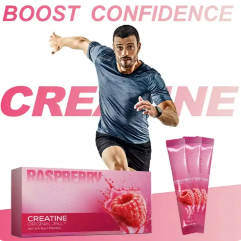 Pink sugar-free creatine jelly supplement for adults in jelly form