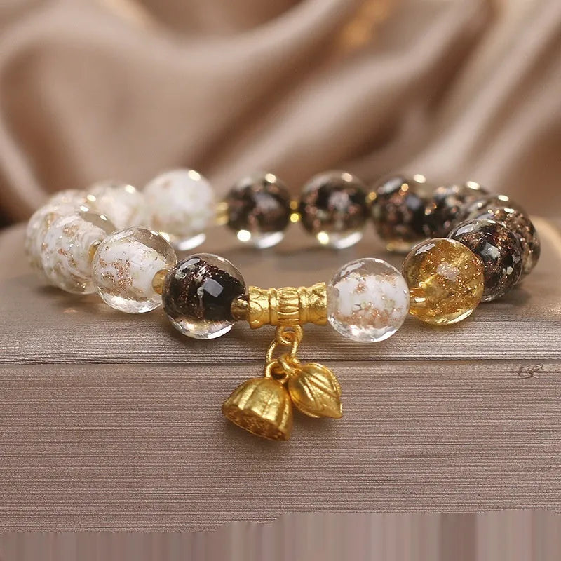 New Chinese style purple luminous glazed crystal bracelet for women fresh sweet style