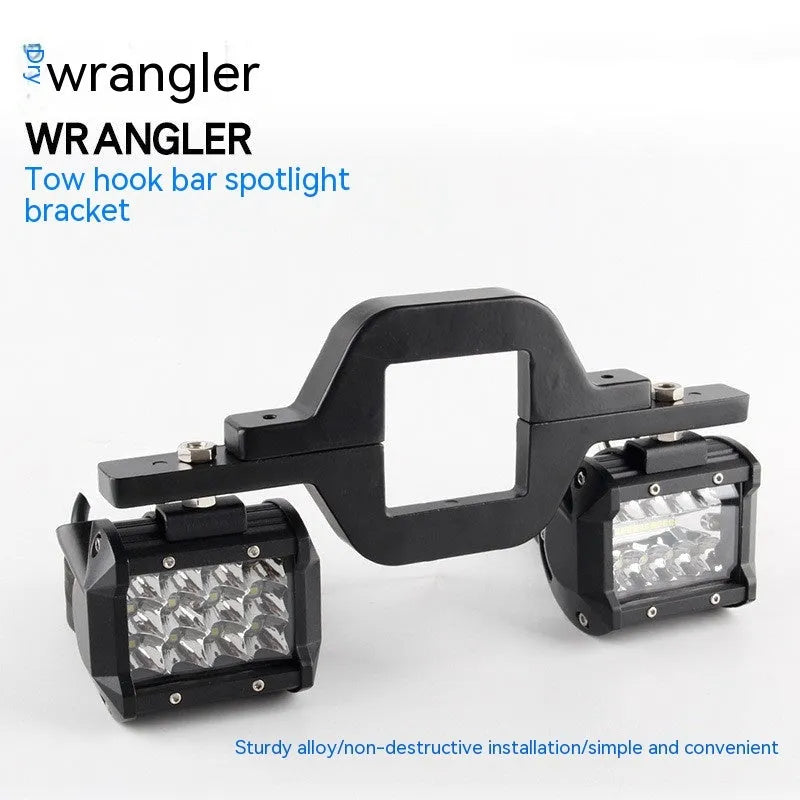 Black aluminium alloy LED work light mounting bracket for Jeep Wrangler off-road vehicles