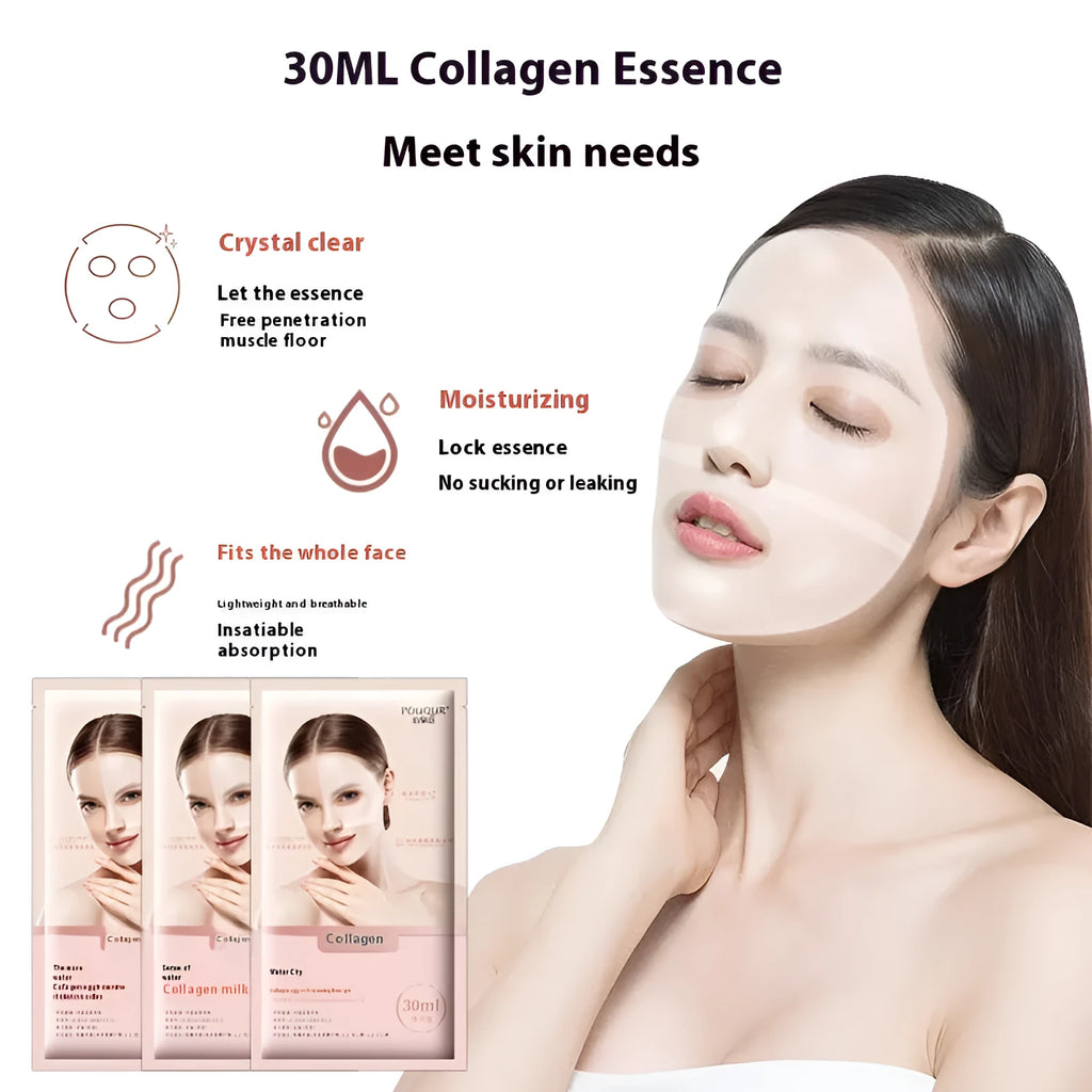 Water-sensitive collagen lotion facial mask box with 30ml sachets and 3 sheet masks for ladies