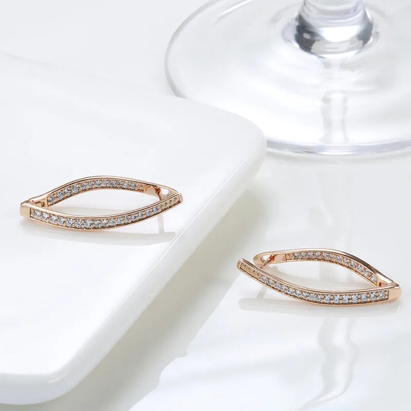 Geometric zircon eardrop earrings in H0493 copper colour with contemporary ins style design