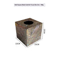 Black natural shell decorative storage box with removable tray for tissue box organisation.