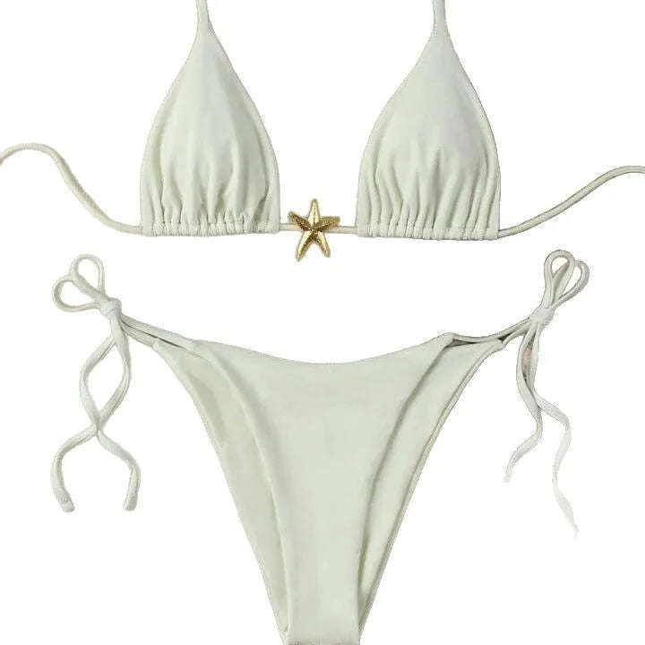 Women's lace-up bikini swimsuit in nylon with polyester spandex lining, seven colours, sizes S M L