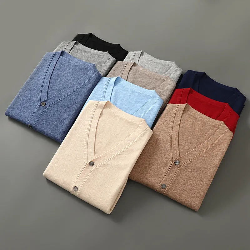 Men's loose fit V-neck Andy velvet cardigan coat in multiple colour options