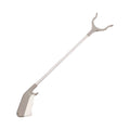 A 40 cm long stainless steel and plastic trash picker tool with a non-slip chuck and push-type handle.