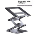 Three-layer elevated laptop stand in Bright Moon Silver on a desk with a laptop below 15.6 inches