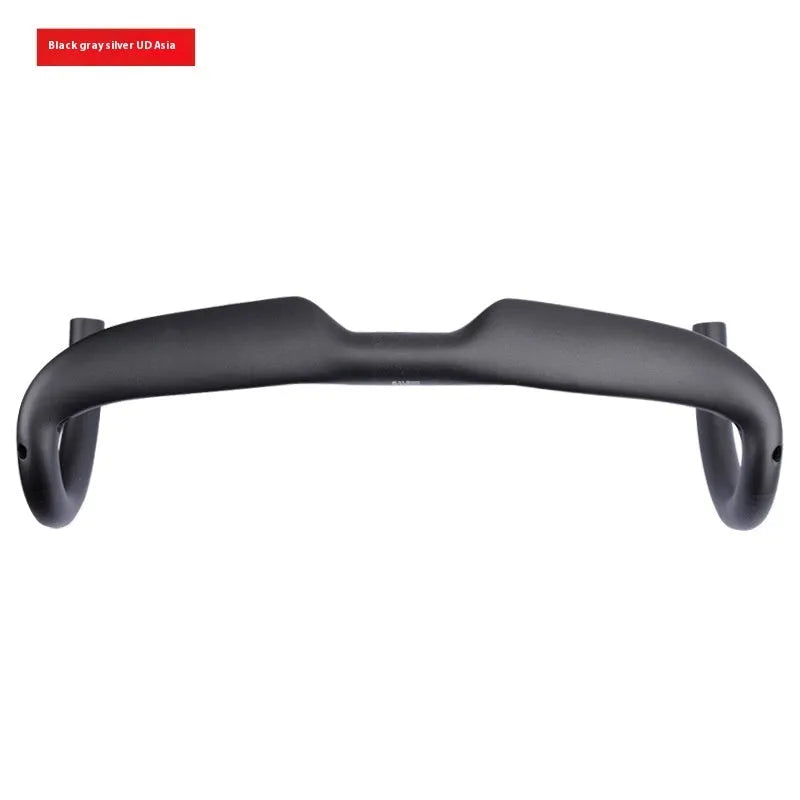 Black Grey Silver carbon fibre road bicycle drop handlebar shown in 400mm 420mm 440mm width options