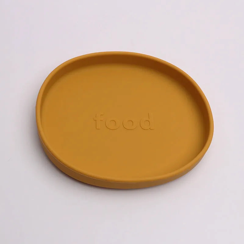Irregular silicone dinner plate in bright pink, 155x178×25mm, food-grade baby feeding plate