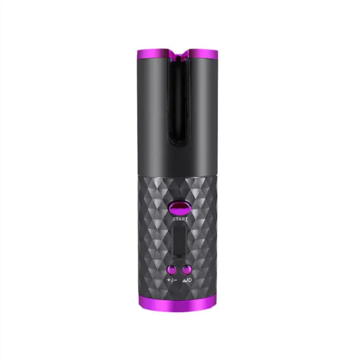 Portable USB charging mini curling iron with gold ceramic barrel in white, pink, or grey colours